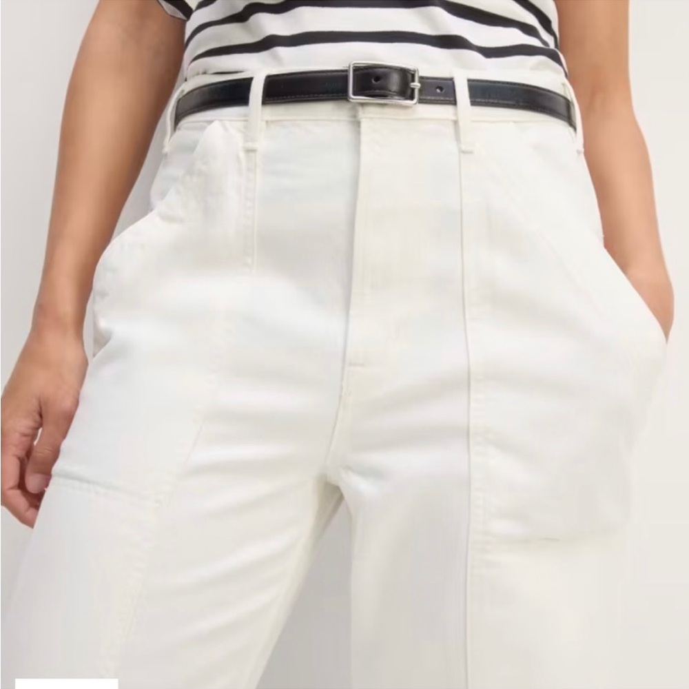 NWT Everlane The Carpenter Jean Relaxed Wide Leg Patch Pockets In Bone Size 30